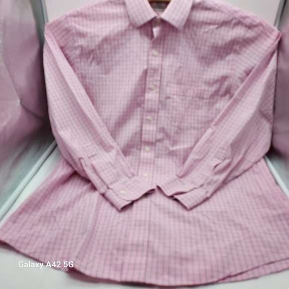 Brooks Brothers Regent Pink Plaid Non Iron Supima Cotton Dress Shirt 16 1/2-34 - Picture 7 of 8